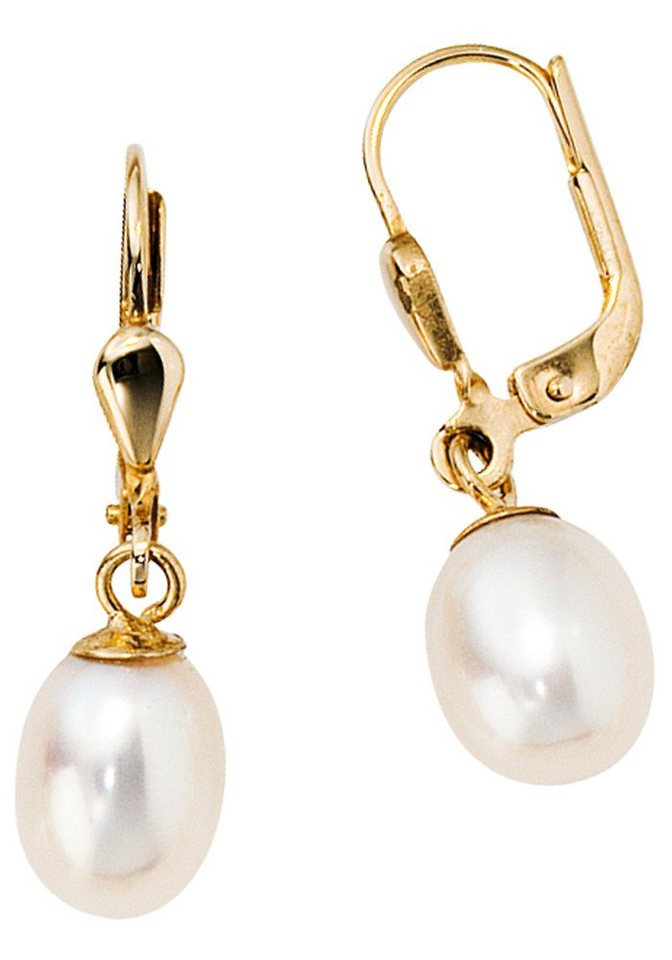 JOBO Perlenohrringe, 585 Gold mit Süßwasser-Zuchtperlen von JOBO