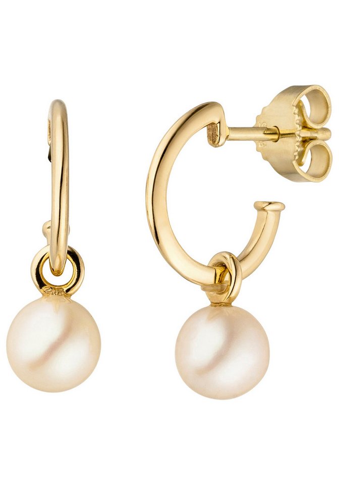 JOBO Perlenohrringe Ohrringe Goldohrringe 20 mm lang, 585 Gold mit Perlen von JOBO