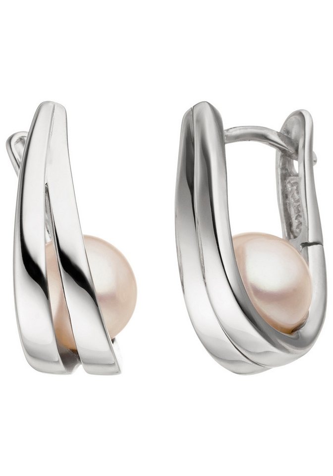 JOBO Perlenohrringe Ohrringe Silberohrringe 15 mm, 925 Silber mit Perlen von JOBO