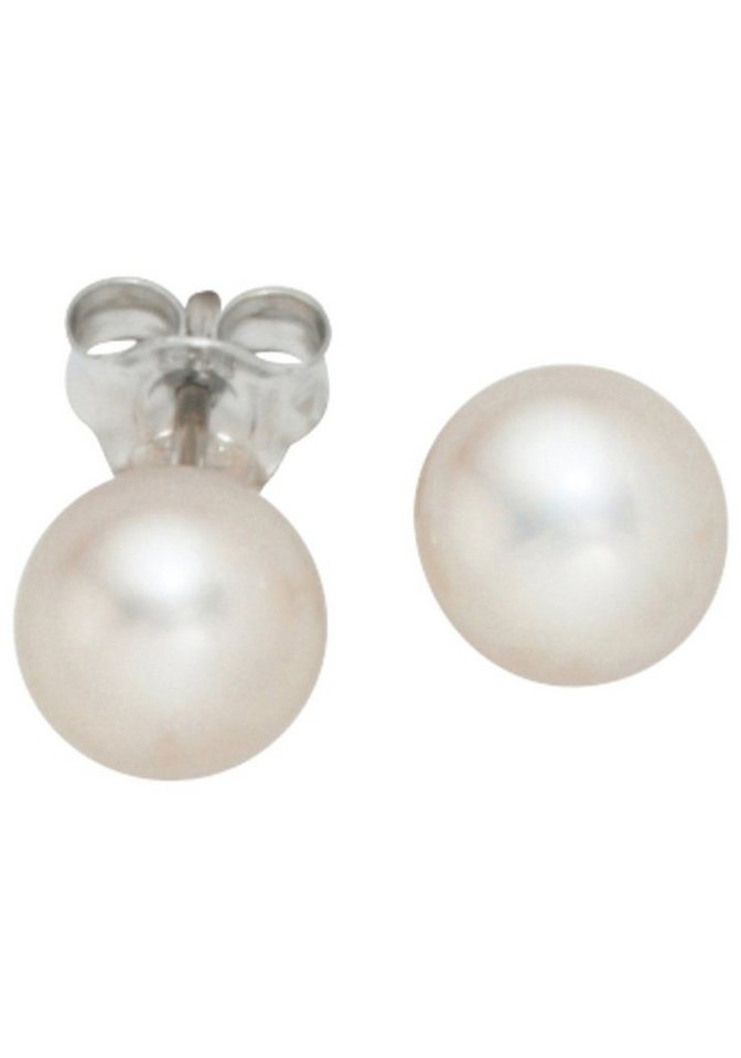 JOBO Perlenohrringe Ohrstecker mit Perlen 7 mm, 925 Silber mit Süßwasser-Zuchtperlen von JOBO