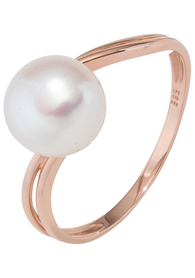JOBO Perlenring Ring Roségoldring, 585 Roségold mit einer Perle 8,5 mm von JOBO