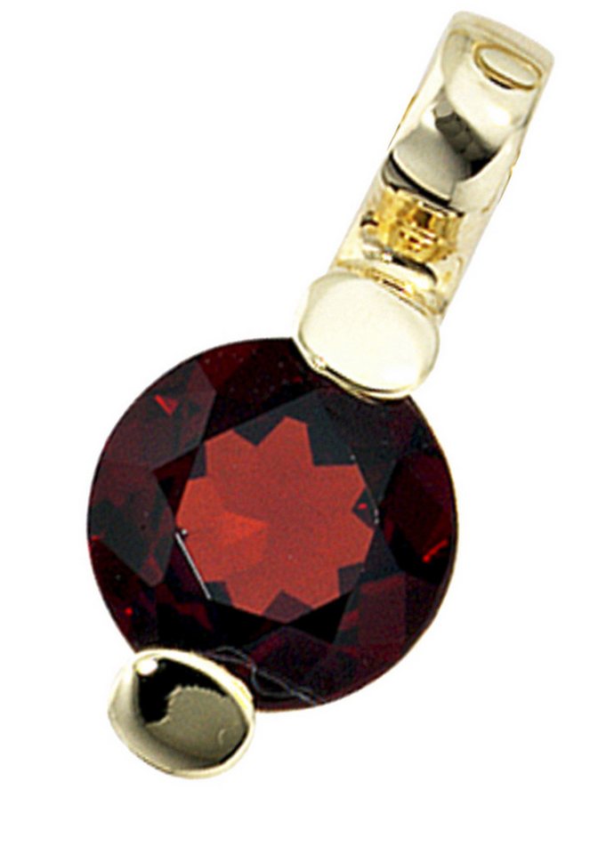 JOBO Runder Anhänger 20 mm, 14 Karat 585 Gold mit Granat von JOBO
