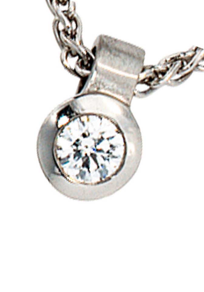 JOBO Runder Anhänger Kleiner Anhänger Platinanhänger 4 mm, 950 Platin matt mit Diamant von JOBO