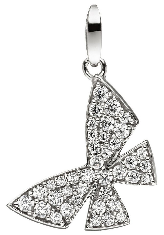 JOBO Schmetterlingsanhänger Anhänger Weißgoldanhänger Schmetterling 19 mm, 8 Karat 333 Weißgold mit Zirkonia von JOBO