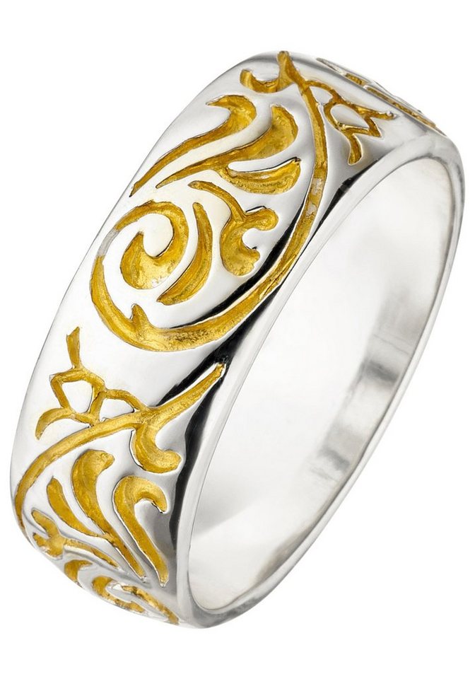 JOBO Silberring, 925 Silber bicolor vergoldet von JOBO