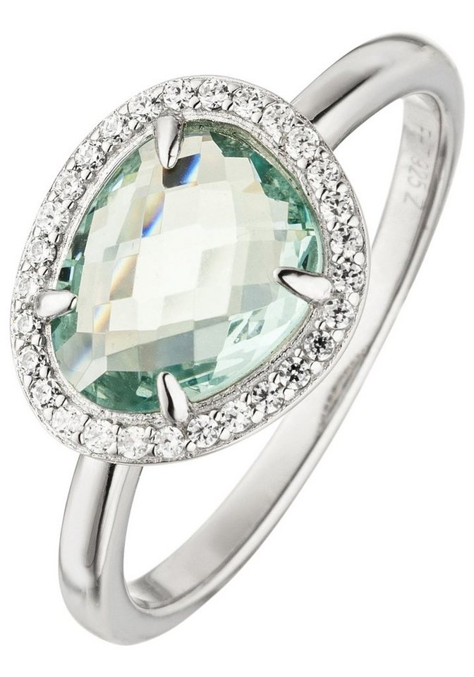 JOBO Silberring, 925 Silber mit 1 Glasstein 29 Zirkonia von JOBO