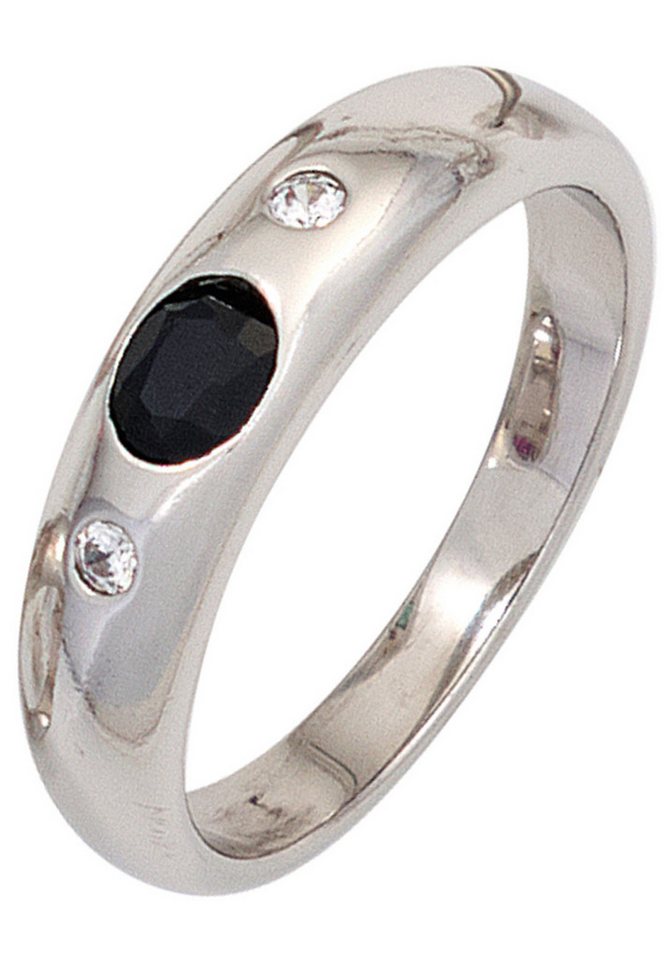 JOBO Silberring, 925 Silber mit Saphir und 2 Zirkonia JOBO Silberring, 925 Silber mit Saphir und 2 Zirkonia von JOBO