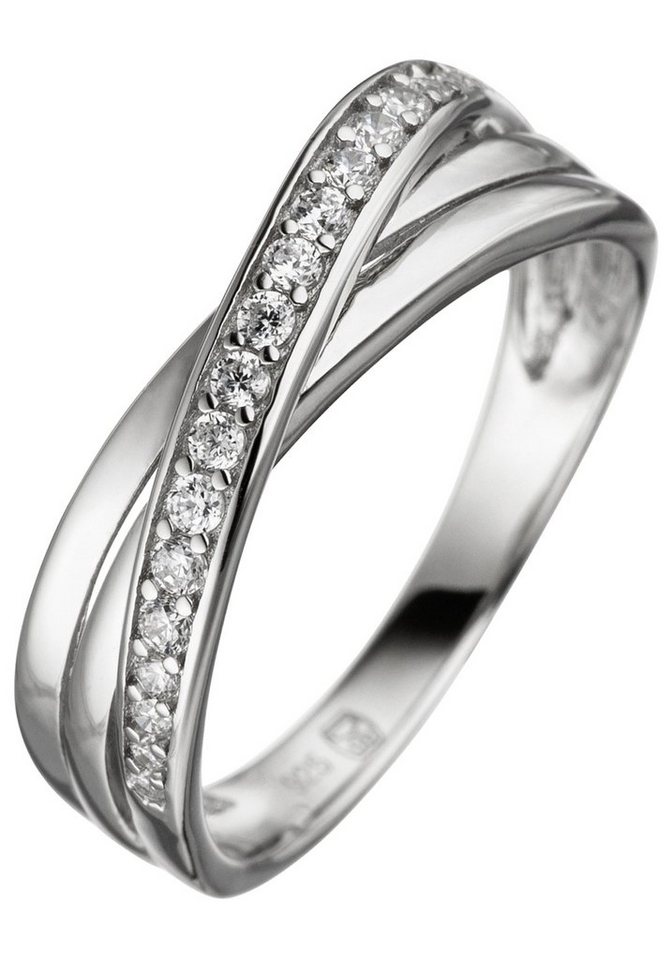JOBO Silberring, 925 Silber mit 19 Zirkonia von JOBO