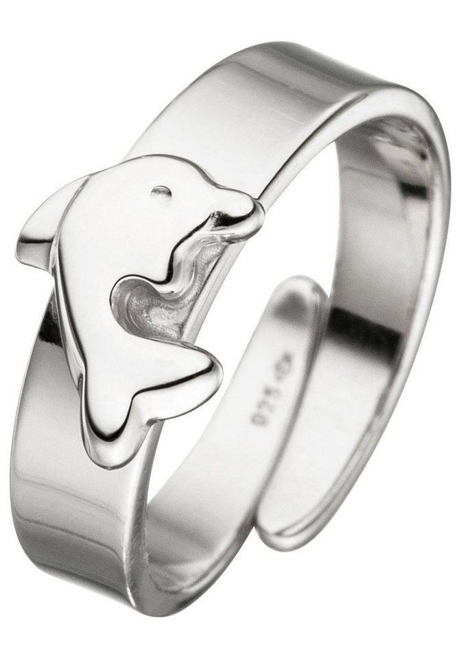 JOBO Silberring Kinderring Delfin offen, 925 Silber rhodiniert von JOBO