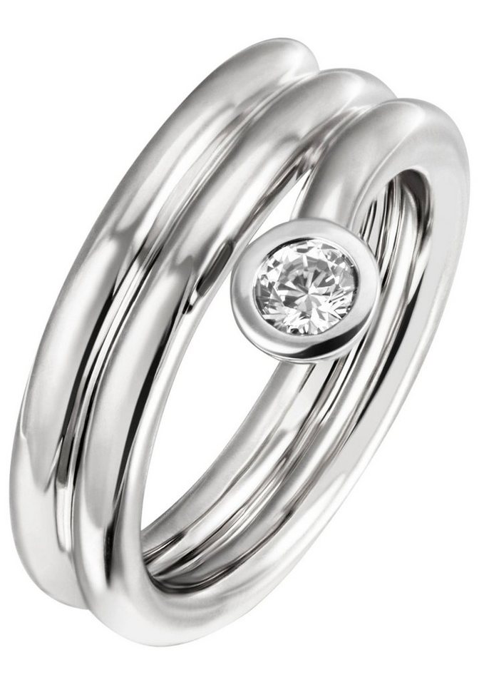 JOBO Silberring Ring Damenring Spirale Spiralring, 925 Silber rhodiniert mit Zirkonia von JOBO