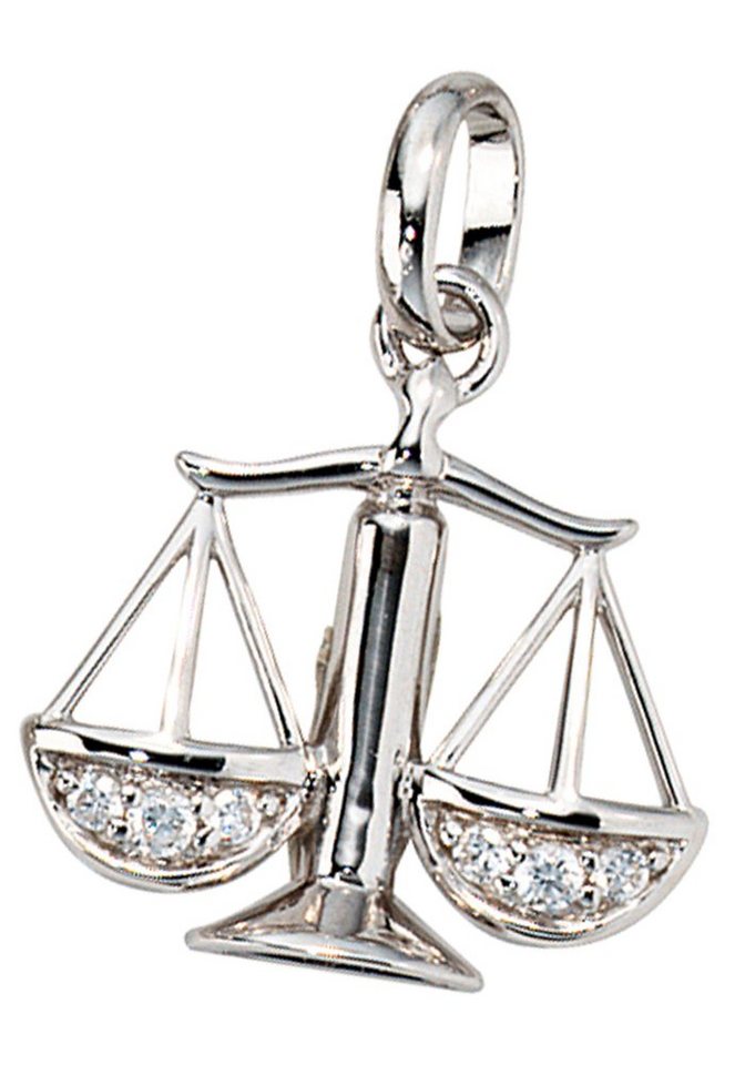 JOBO Sternzeichenanhänger Anhänger Sternzeichen, 925 Silber rhodiniert mit Zirkonia von JOBO