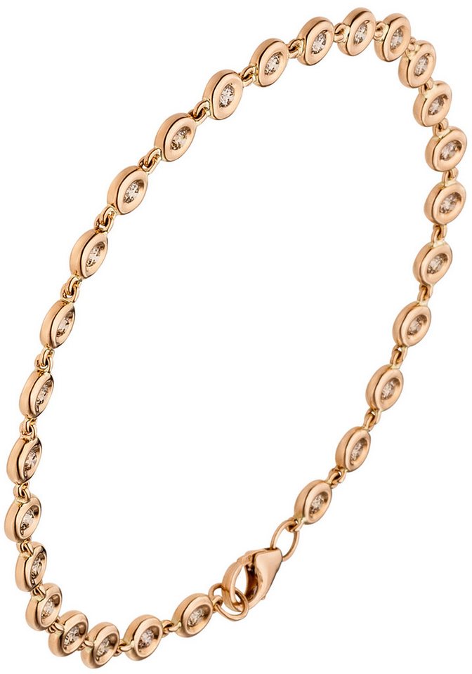 JOBO Tennisarmband Armband Roségoldarmband 18 cm, 585 Roségold mit 27 Diamanten von JOBO