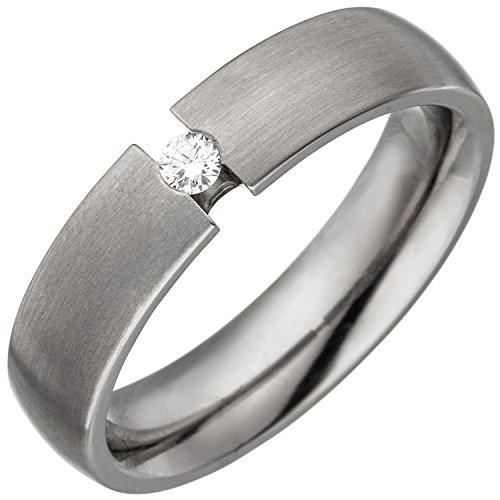 Jobo Damen-Ring aus mattem Titan mit Diamant Größe 66 von Jobo