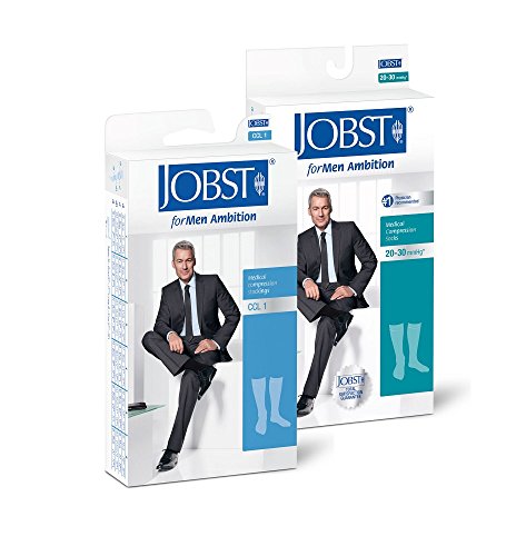 JOBST forMen Ambition Herren Kompressionsstrümpfe / KKL2 / Größe II/Anthrazit/geschlossene Spitze/long/ohne Haftrand/Kniestrümpfe mit Baumwolle und integrierten Carbonfasern von JOBST