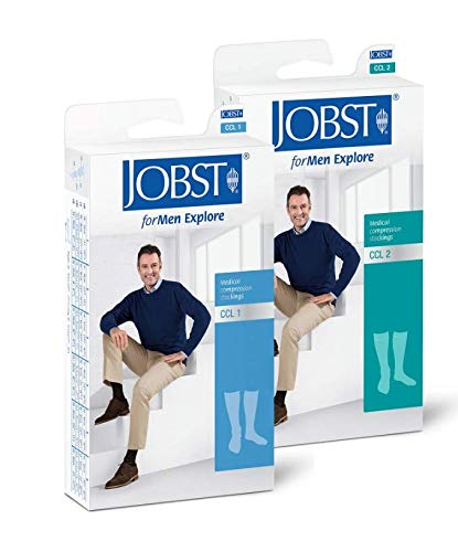 Jobst forMen Explore - Herren Kompressionsstrümpfe Kniestrümpfe | KKL1 | regular | Anthrazit | I | Reisestrümpfe | Freizeitstrümpfe | mit Baumwolle und integrierten Carbonfasern von Jobst