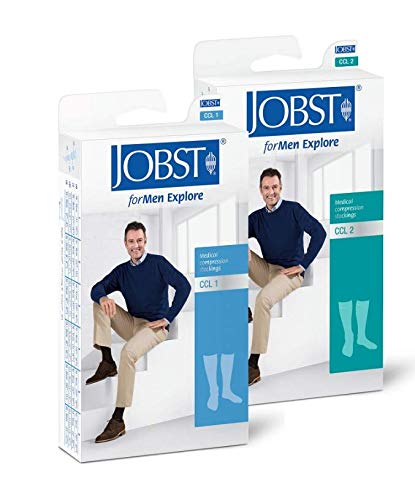 Jobst forMen Explore - Herren Kompressionsstrümpfe Kniestrümpfe | KKL1 | regular | Anthrazit | I | Reisestrümpfe | Freizeitstrümpfe | mit Baumwolle und integrierten Carbonfasern von JOBST