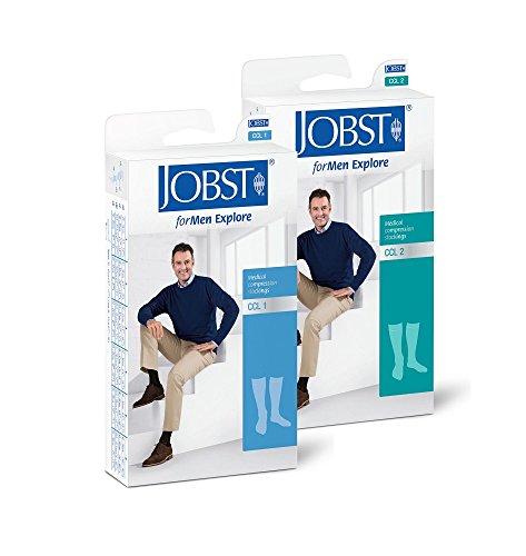 Jobst forMen Explore - Herren Kompressionsstrümpfe Kniestrümpfe | KKL2 | regular | Navy | I | Reisestrümpfe | Freizeitstrümpfe | mit Baumwolle und integrierten Carbonfasern von JOBST