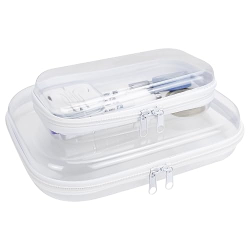 JOBVERT Transparente Hartschalen-Schutzhülle mit Reißverschluss, transparente Reißverschlusstaschen zur Aufbewahrung, Bliss Bins mit Reißverschluss, Hartschale, Toilettenartikel, Make-up-Werkzeuge JOBVERT Transparente Hartschalen-Schutzhülle mit Reißverschluss, transparente Reißverschlusstaschen zur Aufbewahrung, Bliss Bins mit Reißverschluss, Hartschale, Toilettenartikel, Make-up-Werkzeuge von JOBVERT