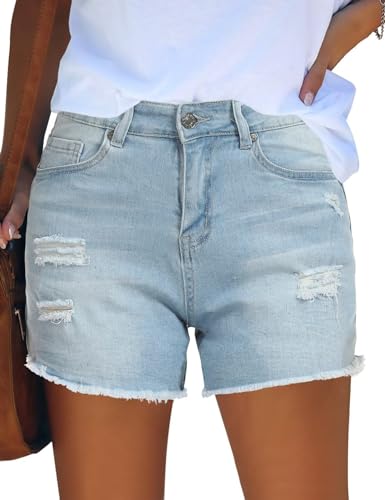 JOCAFIYE Damen 2024 Jeansshorts Basic in Jeans Kurze Hosen aus Denim für den Damen Denim Kurze Hose mit Quaste Hotpants Shorts Blue XL von JOCAFIYE