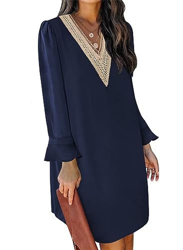 JOCAFIYE Damen Kleider Casual Kurzarm V-Ausschnitt Kleid Sommerkleider für Frauen 2023, B-dark blue, Mittel von JOCAFIYE