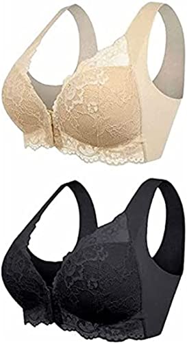 Front Closure 5D Beauty Back Sport Comfy Bra Plus Bra for Older Women 5D Shaping Seamless Front Closure Lace Bra, 2 Stück - F, M von JOCCOS