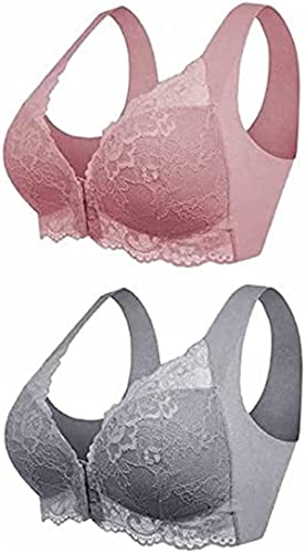 Front Closure 5D Beauty Back Sport Comfy Bra Plus Bra for Older Women 5D Shaping Seamless Front Closure Lace Bra, 2 Stück., XX-Large von JOCCOS