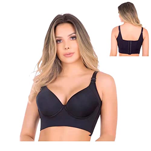 JOCCOS Bielittle BH, Fashion Deep Cup BH mit Shapewear Incorporated, Damen Filifit Sculpting Uplift BH, Schwarz , 100E von JOCCOS