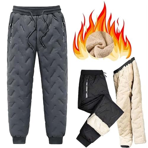 JOCCOS Unisex Lammwolle Fleece Gefüttert Jogger Unisex Fleece Jogginghose Winter Warm Wasserdicht Leichte Sweatpants, Grau-Jogging, 5X-Large von JOCCOS