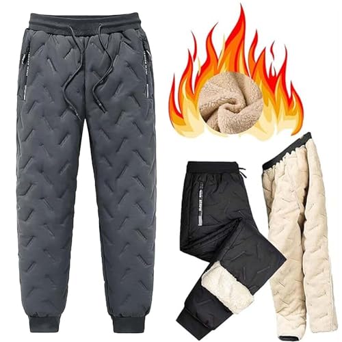 JOCCOS Unisex Lammwolle Fleece Gefüttert Jogger Unisex Fleece Jogginghose Winter Warm Wasserdicht Leichte Sweatpants, Grau-Jogging, L von JOCCOS