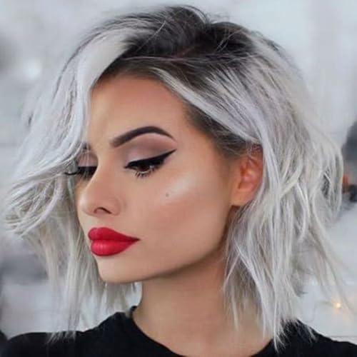 Kurze Perücke Farbverlauf Perücke Bob Wellig Lockige Bob-Perücke mit Pony Perücke,Hitzebeständige Faser Kurzes Haar für Frauen Geeignet für Alltag und Party Kurze Perücke Farbverlauf Perücke Bob Wellig Lockige Bob-Perücke mit Pony Perücke,Hitzebeständige Faser Kurzes Haar für Frauen Geeignet für Alltag und Party von JOCHEN