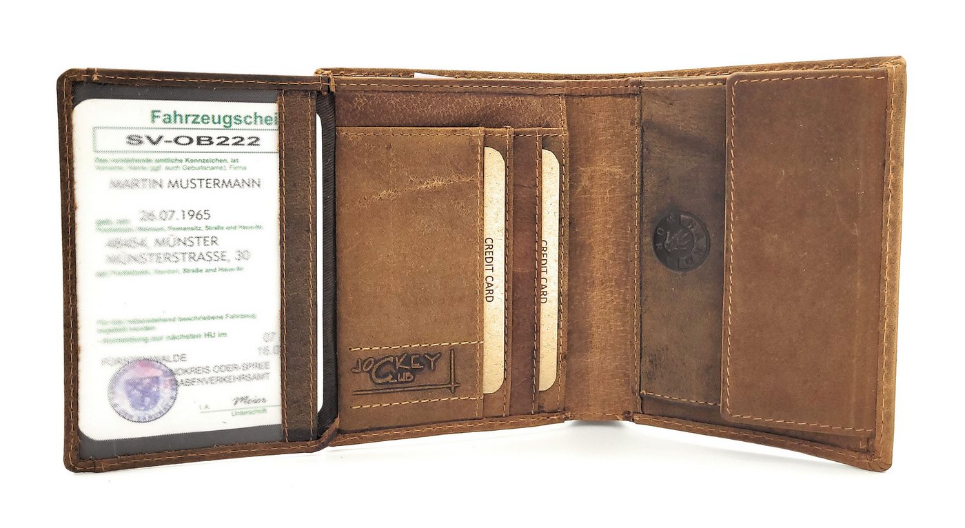 JOCKEY CLUB Geldbörse Portemonnaie echtes Leder, Vintage Look, mit Sichtfach & RFID-Schutz von JOCKEY CLUB