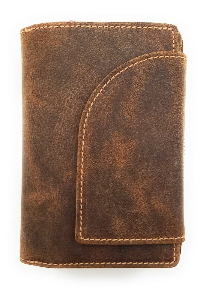 JOCKEY CLUB Geldbörse Damen Portemonnaie aus Hunterleder, Braun, RFID-Schutz, viele Fächer von JOCKEY CLUB