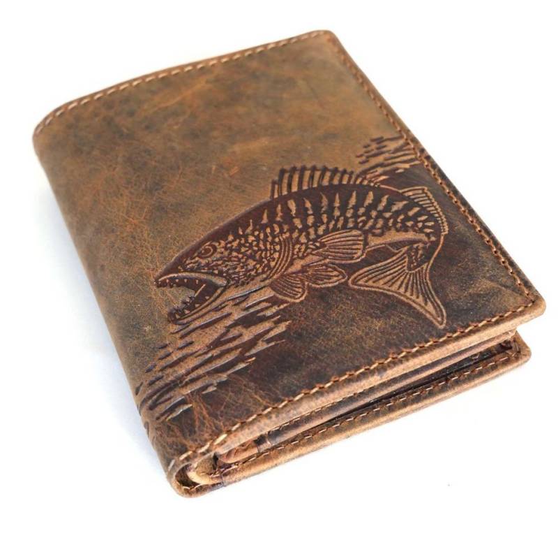 JOCKEY CLUB Geldbörse FISHING, Hochkant, 8 Kartenfächer mit RFID Schutz, Volllederausstattung von JOCKEY CLUB