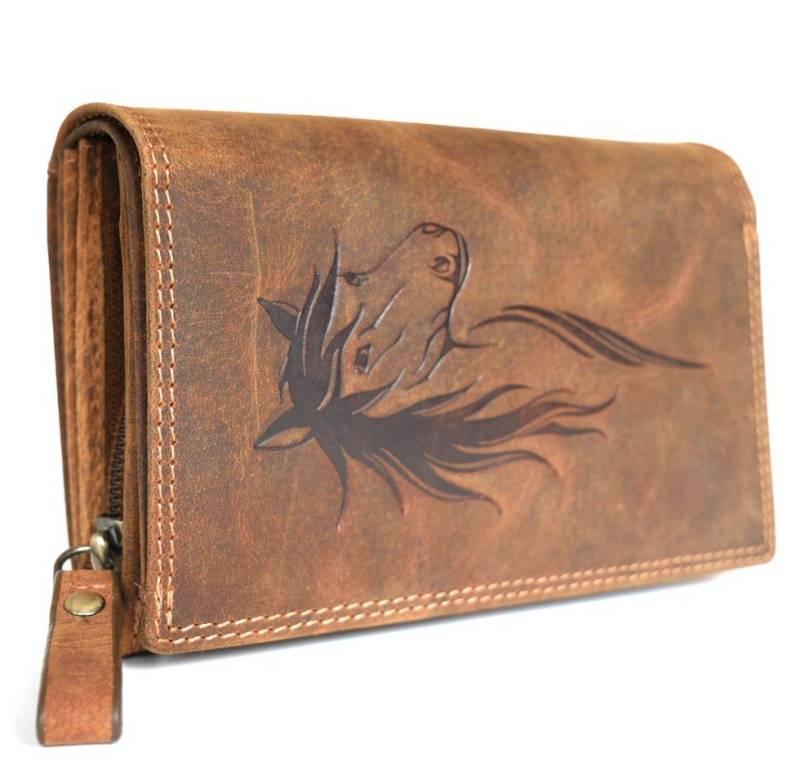 JOCKEY CLUB Geldbörse HORSE, 17 Kartenfächer mit RFID Schutz, Naturleder von JOCKEY CLUB