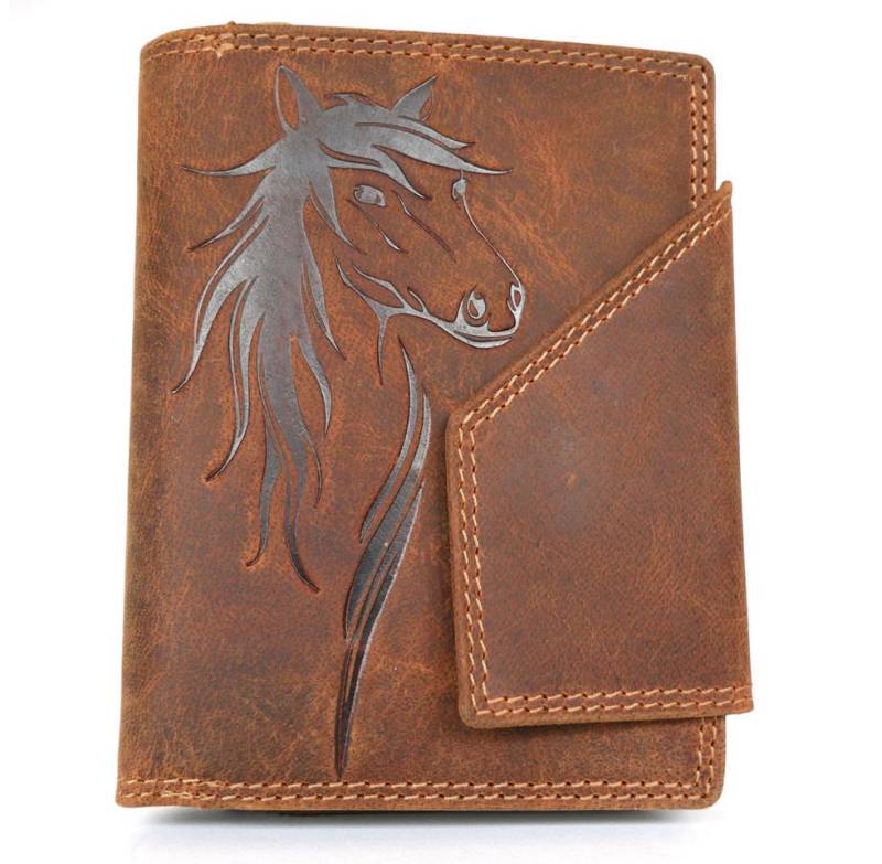 JOCKEY CLUB Geldbörse HORSE NATURAL RV, 11 Kartenfächer mit RFID Schutz, 2 Scheinfächer, geöltes Leder von JOCKEY CLUB