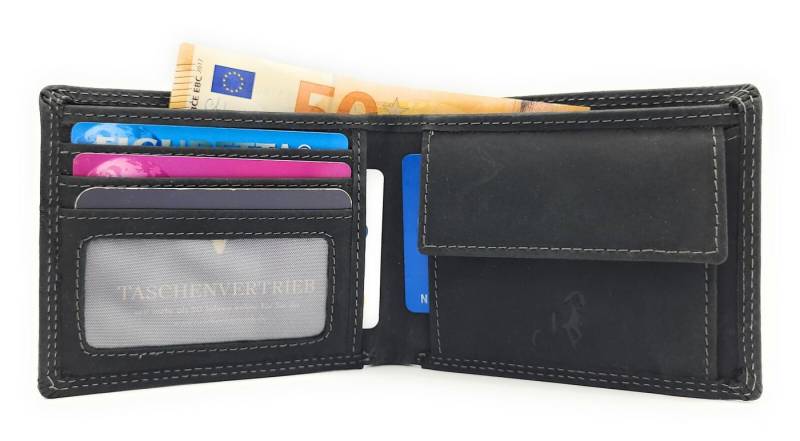 JOCKEY CLUB Geldbörse Lederbörse Herren Hunterleder RFID-Schutz Portemonnaie, flach, kompakt und minimalistisch von JOCKEY CLUB