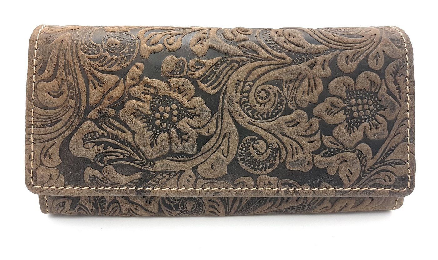 JOCKEY CLUB Geldbörse Liane, aus Rindleder mit floraler Prägung von JOCKEY CLUB