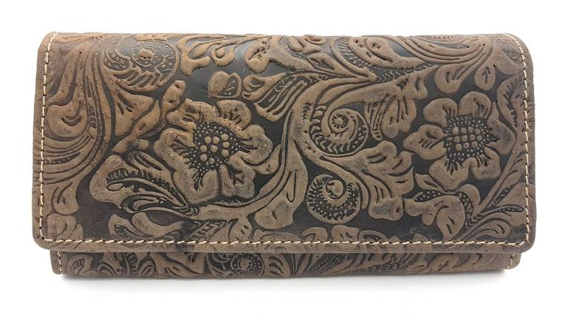 JOCKEY CLUB Geldbörse Liane, aus Rindleder mit floraler Prägung von JOCKEY CLUB