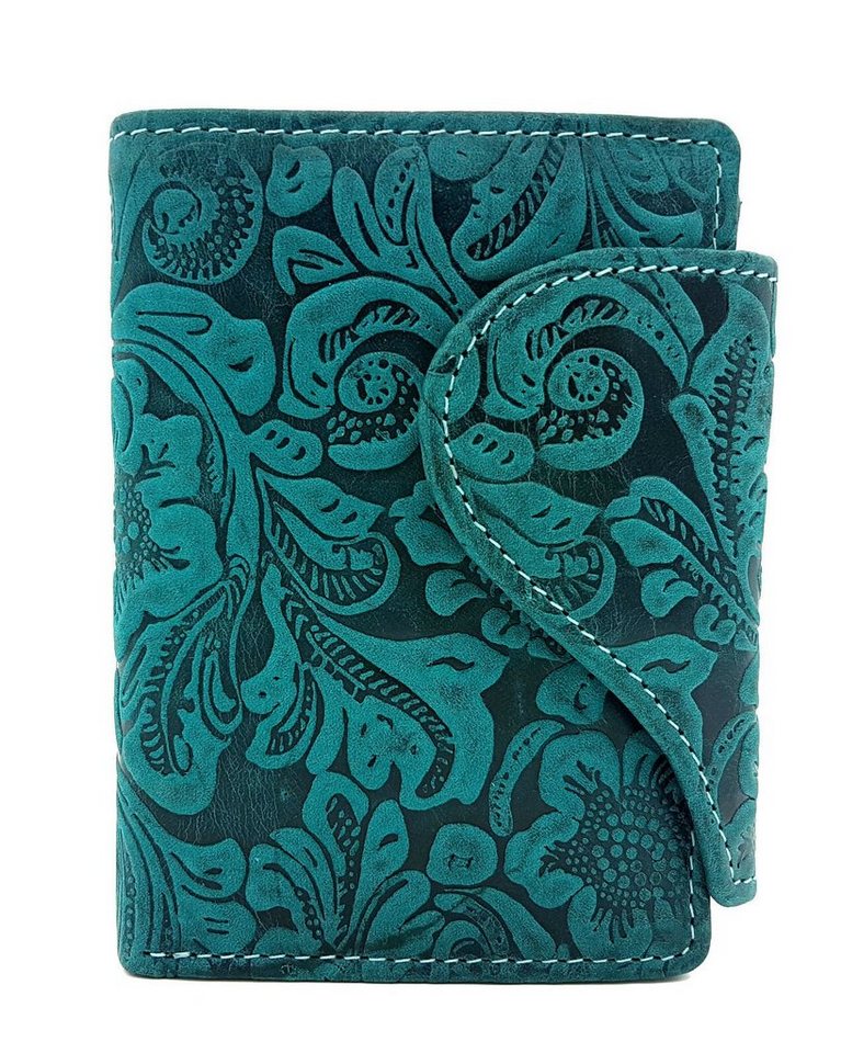 JOCKEY CLUB Geldbörse echt Leder Damen Portemonnaie mit RFID Schutz "Liane", feminine florale Prägung, umfangreiche Ausstattung von JOCKEY CLUB