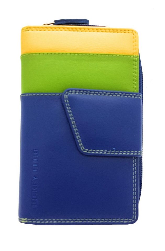 JOCKEY CLUB Geldbörse Rio, echt Leder Portemonnaie mit RFID Schutz, Reißverschlussmünzfach, Außenriegel mit Druckknopf, blau von JOCKEY CLUB