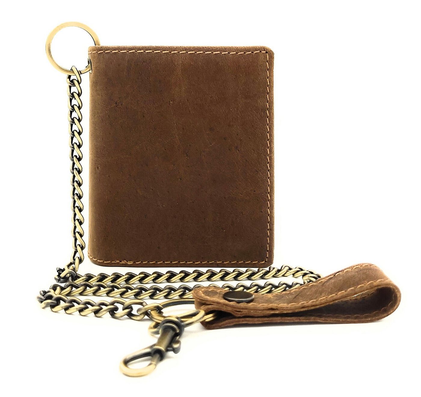 JOCKEY CLUB Geldbörse echt Leder Biker Portemonnaie mit RFID Schutz & Kette, Biker Geldbeutel mit Sicherheitskette von JOCKEY CLUB