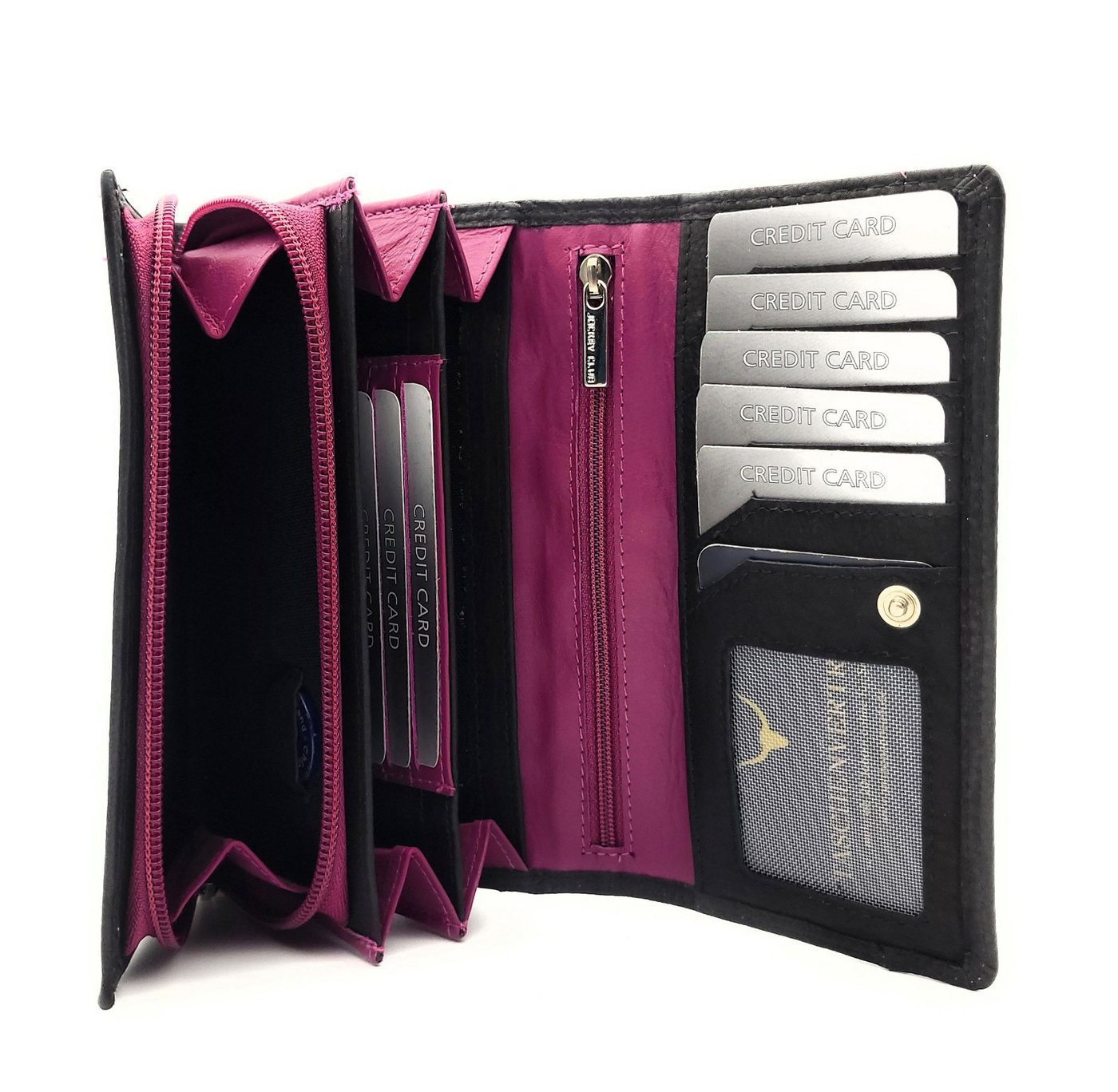 JOCKEY CLUB Geldbörse echt Leder Damen Portemonnaie mit RFID Schutz, bicolor Design, Überschlag mit Druckknopfverschluss, 8 Kartenfächer JOCKEY CLUB Geldbörse echt Leder Damen Portemonnaie mit RFID Schutz, bicolor Design, Überschlag mit Druckknopfverschluss, 8 Kartenfächer von JOCKEY CLUB