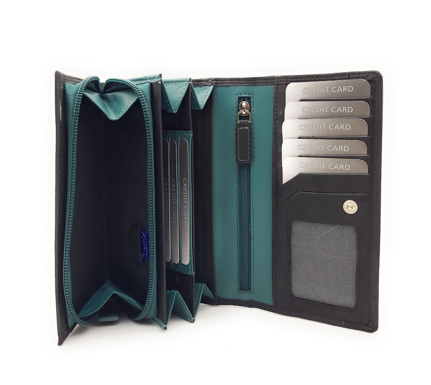 JOCKEY CLUB Geldbörse echt Leder Damen Portemonnaie mit RFID Schutz, bicolor Design, Überschlag mit Druckknopfverschluss, 8 Kartenfächer von JOCKEY CLUB