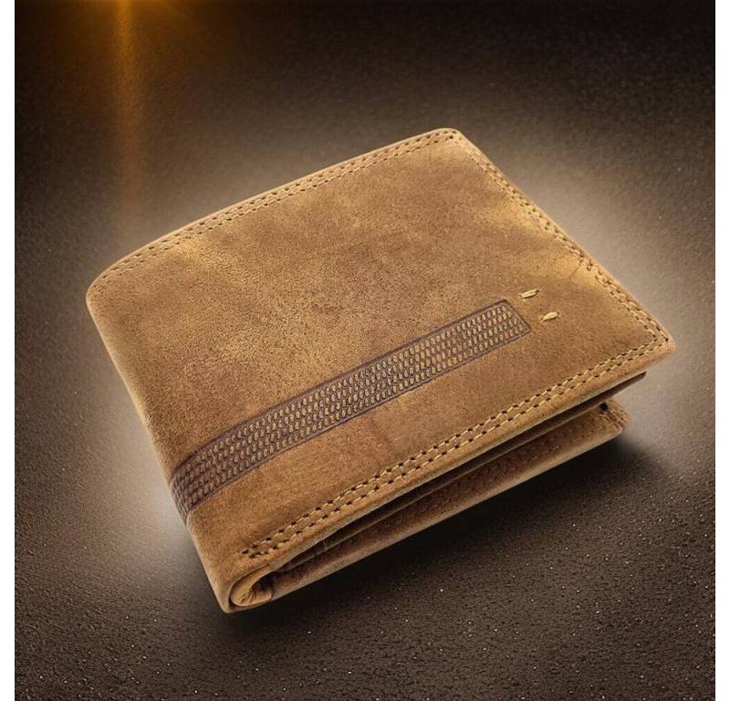 JOCKEY CLUB Geldbörse echt Leder Herren Portemonnaie mit RFID Schutz, robustes Hunterleder, Scheinfächer aus Leder von JOCKEY CLUB