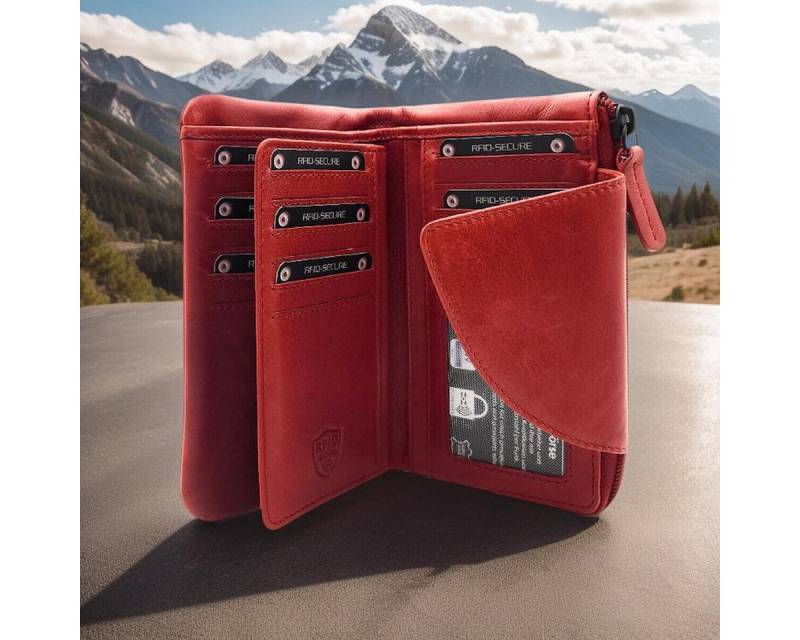 JOCKEY CLUB Geldbörse echt Leder Portemonnaie, 18 Kartenfächer, 5 Einsteckfächer, 2 Sichtfächer, Außenriegel, Handschmeichler von JOCKEY CLUB