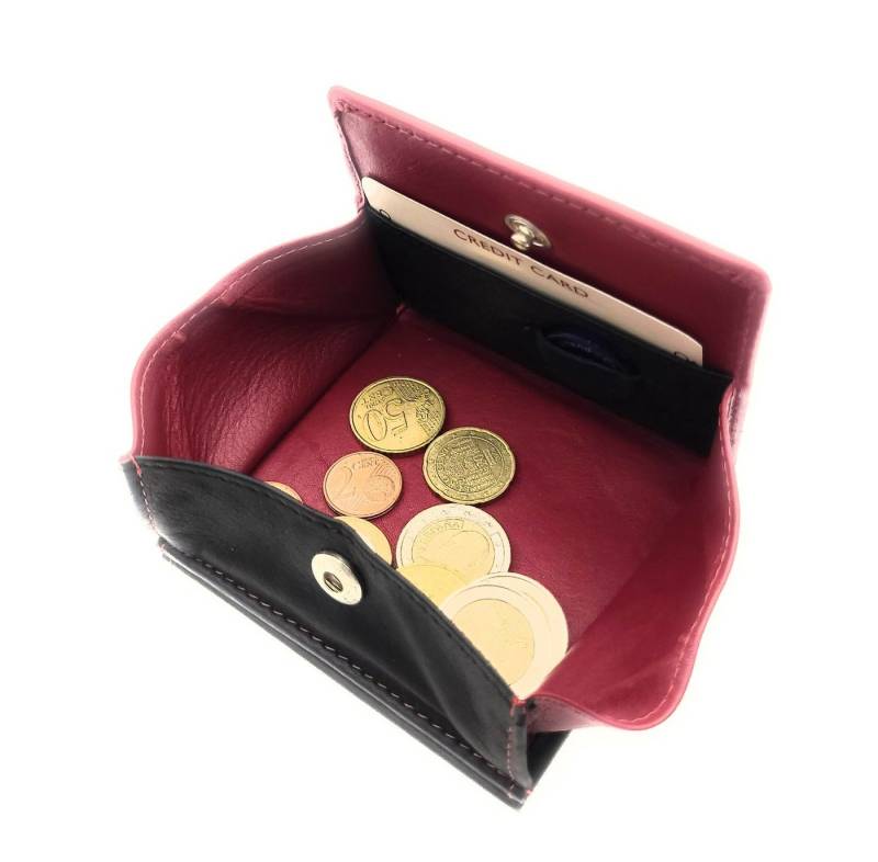 JOCKEY CLUB Geldbörse echt Leder Portemonnaie Wiener Schachtel mit RFID Schutz, bicolor, schwarz-rot von JOCKEY CLUB