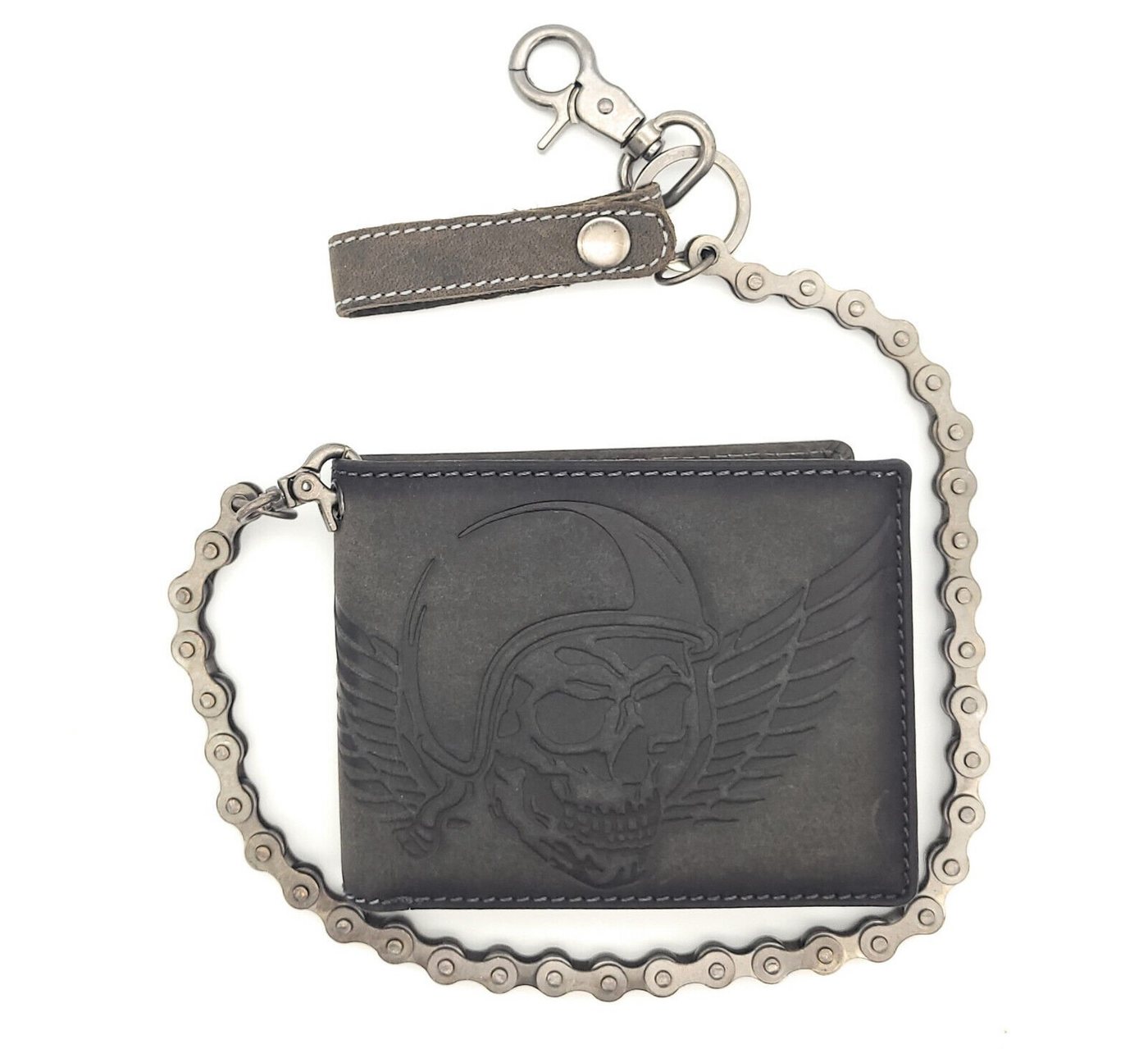 JOCKEY CLUB Geldbörse echt Leder Portemonnaie mit RFID Schutz "Wing of Hell", Biker Geldbeutel mit Fahrradkette und Totenkopf JOCKEY CLUB Geldbörse echt Leder Portemonnaie mit RFID Schutz "Wing of Hell", Biker Geldbeutel mit Fahrradkette und Totenkopf von JOCKEY CLUB