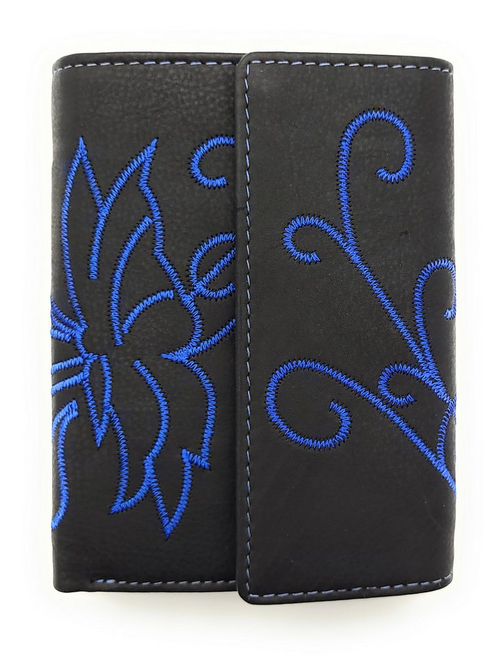 JOCKEY CLUB Geldbörse echt Leder Portemonnaie mit gesticktem Schmetterling von JOCKEY CLUB