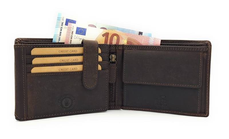 JOCKEY CLUB Geldbörse rustikales echt Leder Männer Portemonnaie aus Büffelvollleder von JOCKEY CLUB