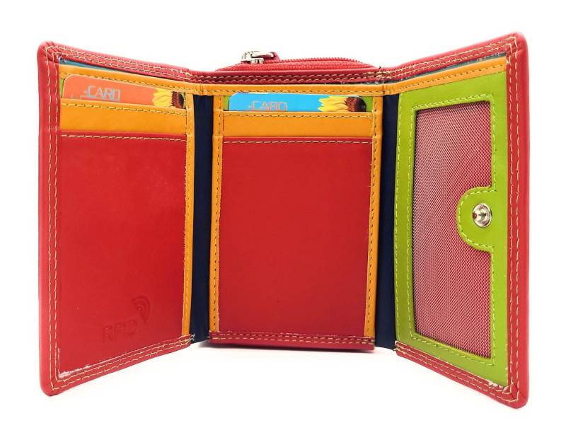 JOCKEY CLUB Mini Geldbörse Rio Piccolino Damen Portemonnaie Leder RFID-Schutz tropische Farben von JOCKEY CLUB